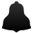 Black bell-shaped icon with smooth gradient shading on a light gray background, rendered in pixelated style with no visible text or additional elements.