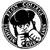 Black and white pixelated circular icon with a central figure holding a large object, surrounded by a ring of smaller shapes.