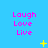Blue background with repeated pink text 'Laugh Love Live' in three , yellow star-like shapes scattered across the image