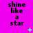 nine identical on a bright magenta background, each containing black pixelated text "shine like a star" with small green and cyan animated sparkles
