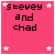 A 5-frame animated contact sheet of a pink buddy icon with "stevy and chad" text, featuring star decorations that change color across frames.
