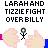 Pixelated text and stick figures depict a fight scene with hands, rings, and color-coded sleeves