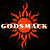 A 2x2 contact sheet of four distinct animated frames from a Godsmack-themed AIM buddy icon, featuring stylized sun graphics and partial character portraits with orange-red color schemes.