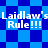 Pixelated blue background with repeating diamond shapes and white text reading "Laidlaw's Rule!!!" in four identical instances.