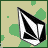 identical pixelated icons featuring a black and white geometric shape on a green and beige background with vertical text
