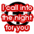 Four circular black-and-white icons with red text overlays; top-left reads "I call into the night for you," top-right "Don't make it true," bottom-left "Don't jump," bottom-right shows a black symbol on white.