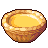 Pixelated bowl with golden-yellow interior and brownish-orange textured exterior, rendered in low-resolution 8-bit style against solid gray background.