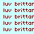 identical red text 'luv brittar' repeated across a light blue background with select highlighted in solid blue