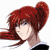 Two anime-style character portraits with red and black hair, a red 'Samurai X' logo on maroon background, and gray