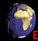 Animated sequence of Earth globes rotating with red text overlays showing partial phrases like "El M" and "de Jaime Bore".