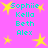 A static image with a bright pink background featuring yellow star shapes and four lines of cyan text reading Sophie, Kella, Beth, Alex.