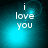 A four- displays the phrase "i love you" in white pixelated text against a teal gradient background with subtle light effects