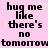 Pixelated text on pink background with a heart symbol replacing the 'e' in 'me', showing two states where the word 'tomorrow' is partially visible.
