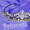 A static contact sheet of two identical frames showing a tiara on purple fabric with the word 'Princess' in white text below it.