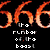 A static image with orange flame-like numerals '666' and pixelated white text reading "the number of the beast" on a black background.