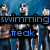 A pixelated image of shirtless men in blue jeans with overlaid text reading "swimming freak" and "emo freak" on the top half, transitioning to a bottom half showing "dont like me 2 bad".