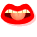 Red lips with visible teeth and a tongue in various positions