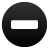 A circular black icon with a white horizontal rectangle centered inside it on a light gray background.
