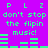 A static image with a bright purple background displays green pixelated text and audio waveforms. The text reads "P L Z P L Z" above repeated lines of "don't stop the flipin music!" in two , each followed by horizontal bar graphs representing sound levels