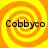 Four identical spiral patterns with orange and yellow hues, each containing the text 'Cobbyco' in black font.