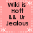 Static image with pink background, white dotted border, and four identical text blocks reading "Wiki is Hot & Ur Jealous" in black pixelated font.
