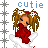 A 48x48 pixel animated buddy icon featuring a cartoon doll with brown hair, red dress, and white wings on the left side of a contact sheet, paired with green text reading "Original Icons .com" on a dark green background on the right side.