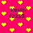 A bright pink background with scattered yellow pixelated hearts, featuring the text 'Kevin' and '(333)' in black blocky font across multiple positions.