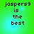 Green background with pixelated text reading 'jaspers9 is the best' in four identical arranged in a