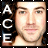 A 4-frame contact sheet of a pixelated animated icon showing a man's face with changing blue text on the left side, arranged in a 2x2 grid.