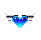 Two pixelated heart-shaped icons with wings, one blue gradient and one pink gradient, displayed side-by-side on a gray background.