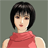 Pixelated 48x48 static buddy icon of a character with short black hair and red sleeveless top against gray background.