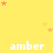Yellow background with scattered orange stars and repeated white text 'amber' in a pattern