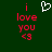 Green background with red text 'i love you <3' and a white pixelated heart symbol above the text.