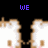 Pixelated cartoon character with white fur and brown accents appears in with changing text above
