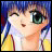 Pixelated anime-style character with blue hair and green eyes on left, next to black background with white text "Anime IM" above smaller cursive "com" on right.