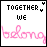 Pixelated text and pink script on white background with small black hearts, six variations of heart placement across frames.