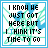A contact sheet of five animated frames showing a pixelated text-based icon with blue and green background patterns and black text reading "I KNOW WE JUST GOT HERE BUT I THINK IT'S TIME TO GO".