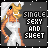 Pixelated character in white dress with blonde hair and blue eyes, standing against dark gray background with text "SINGLE SEXY AND SHEET".