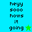 Pixelated text 'heyy sooo hows it going' on blue and green backgrounds with a star symbol, alternating between two color schemes.
