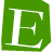 A green square icon with a white letter E on the left, and scattered gray pixelated numbers on the right against a transparent background.