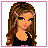 Animated pixel art contact sheet showing a female character's full body, partial views, and text animation sequence with pink 'baby girl' text.
