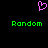 A pixelated pink heart symbol above two green 'Random' text blocks on a black background.
