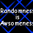 Pixelated text repeats 'Randomnes:Randomnes is Awso menes:Awso menes' over a blue pattern on black background