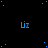 Blue 'Uz' text icons with scattered blue dots on a black background, one gray rectangle in the bottom-right corner.