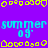 Pixelated icon with repeating cyan 'summer 09' text on purple background, bordered by yellow decorative shapes, with a gray rectangular overlay on the right.