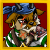Animated contact sheet of a pixelated Neopets character with brown hair, blue hat, and green-and-white outfit displaying sequential text changes from 'A' to 'AVAST!' against red background.