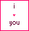 A static pixel art icon with a white background, pink border, and three vertically stacked text elements: 'i', '4', and 'you' in dark purple and bright pink.