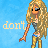 Pixelated character with long blonde hair and sunglasses stands against blue background, text changes across frames.