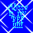 Blue background with white diamond pattern; cyan text and symbols arranged in four identical quadrants