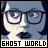 Pixelated face with glasses and mouth open, repeated in a with 'GHOST WORLD' text below each instance